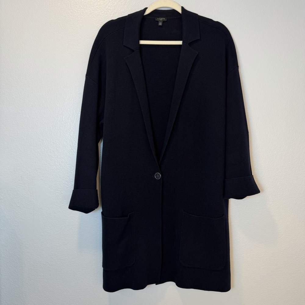 Talbots Size-2X Womens Sweater Blazer Navy Blue Cardigan‎
